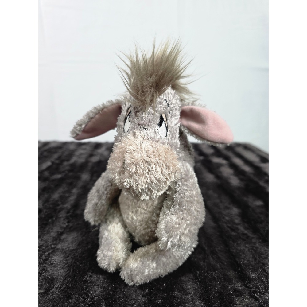 Disney Parks Eeyore Plush Winnie the Pooh Shaggy Stuffed Animal Grey Purple Bow